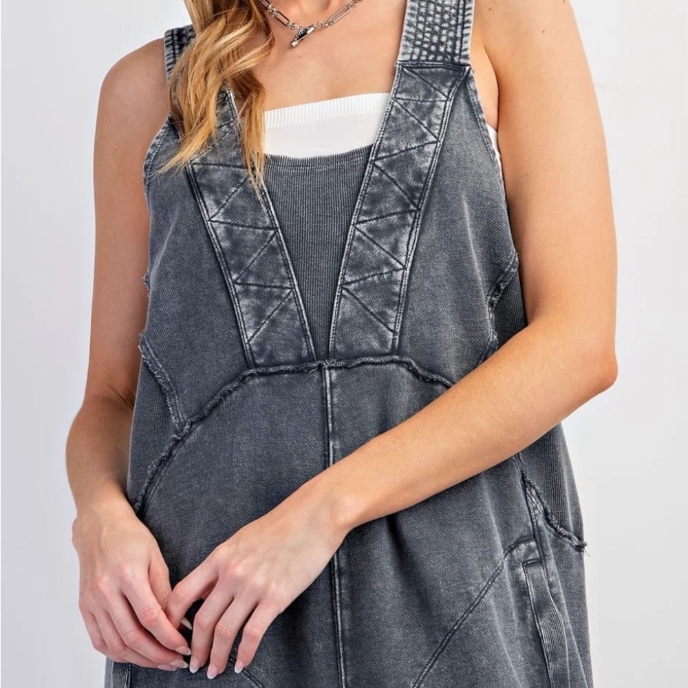Women's Black Wash Overalls - Picture 7 of 8